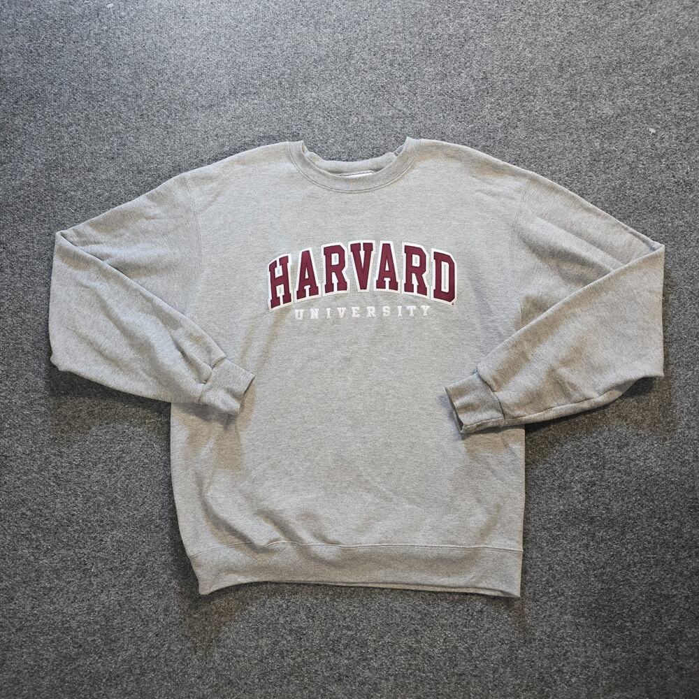 Harvard Sweatshirt Mens Size Large Gray Crew Neck Long Sleeve College Champion
